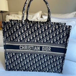 Authentic! Dior Book Tote (large) 
Blue, Cotton